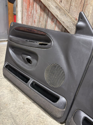 1998 - 2002 2ND GEN DODGE RAM LARAMIE WOODGRAIN AGATE DARK GREY DOOR PANEL SET