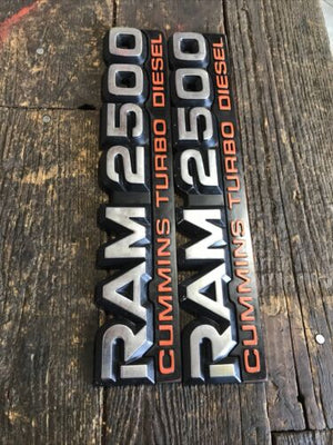 1994 1995 1996 1997 DODGE RAM 2500 12V CUMMINS TURBO DIESEL EMBLEM SET DECALS