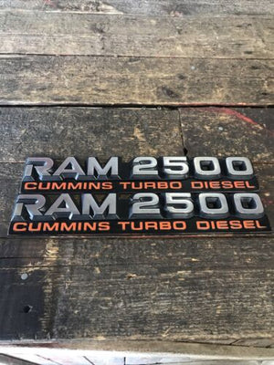 1994 1995 1996 1997 DODGE RAM 2500 12V CUMMINS TURBO DIESEL EMBLEM SET DECALS