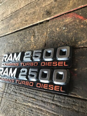 1994 1995 1996 1997 DODGE RAM 2500 12V CUMMINS TURBO DIESEL EMBLEM SET DECALS