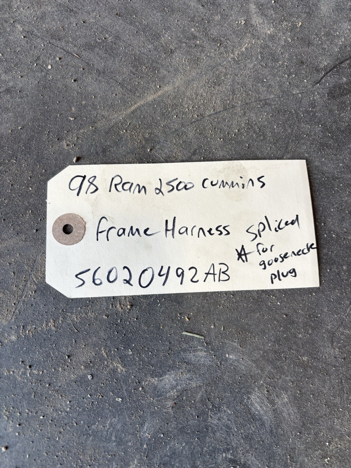 1998 DODGE RAM 2500 CUMMINS FRAME WIRING HARNESS EXT CAB SHRT/long Bx 56020492AB