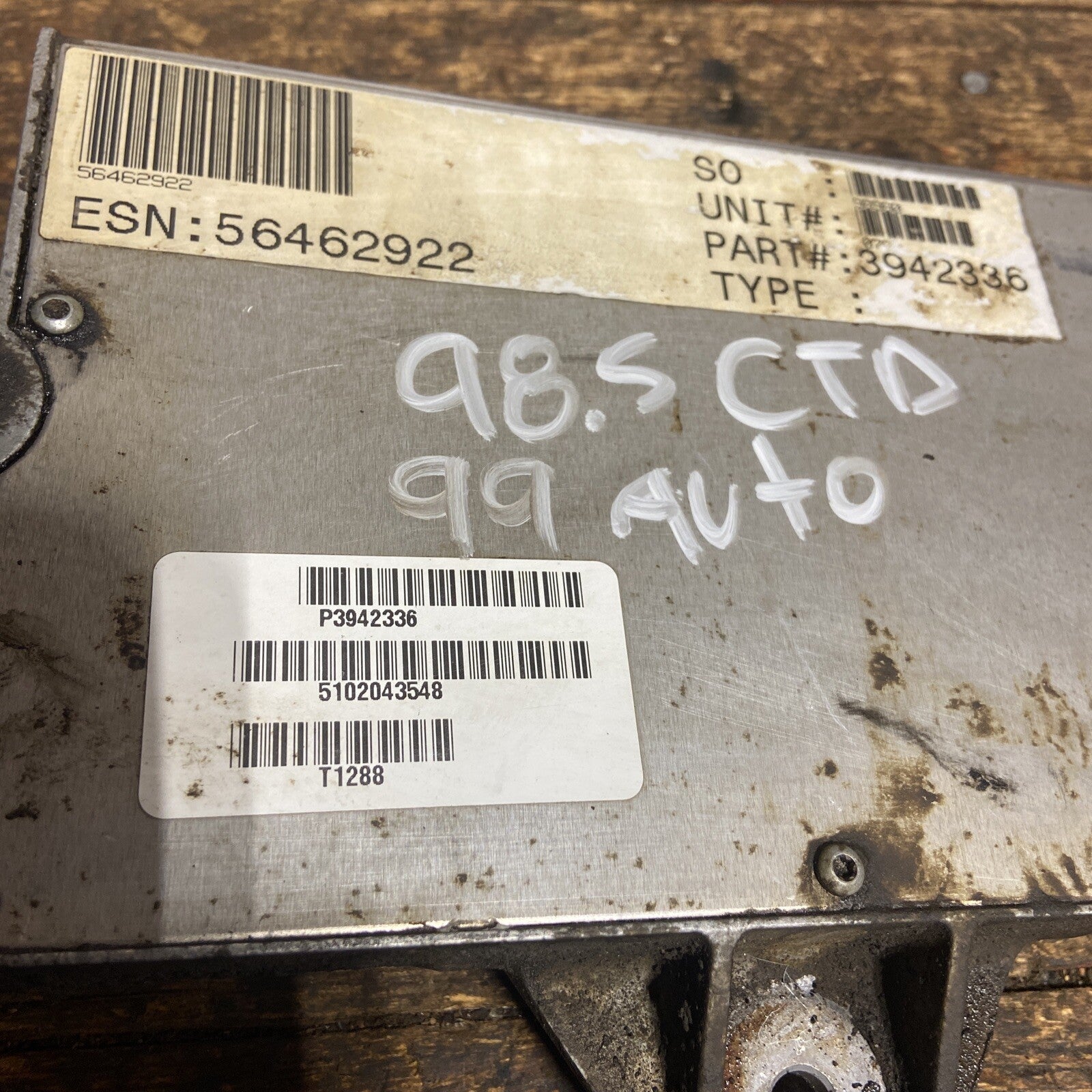 1998 1999 DODGE RAM 2500 3500 5.9L CUMMINS AUTO ECM 3942336 ENGINE COMPUTER
