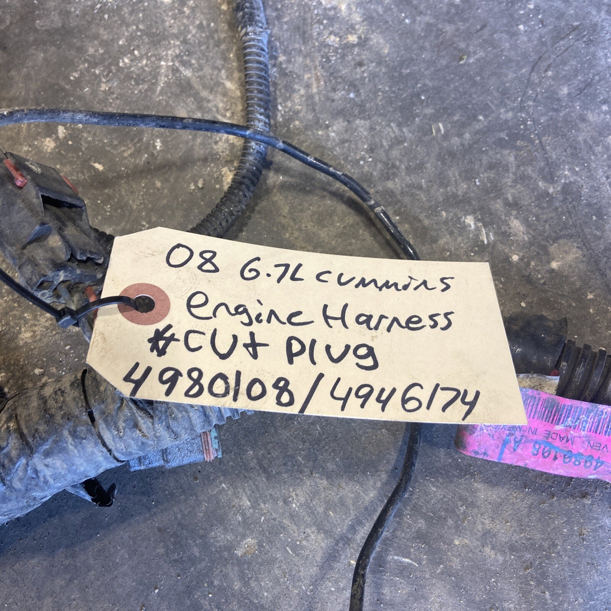 2008 DODGE RAM 2500 3500 6.7L ENGINE HARNESS AUTO TRANS 4980108 4946174 Cut Plug