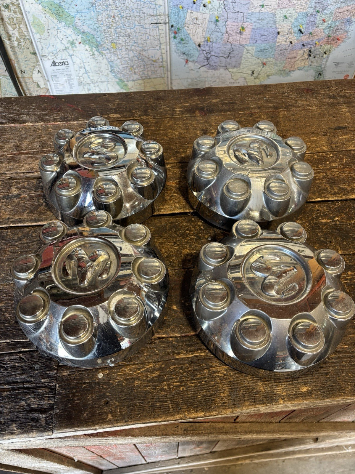 OEM 2003 - 2012 Dodge Ram 2500/3500 SET OF CHROME Center HUB Caps 52121450AD