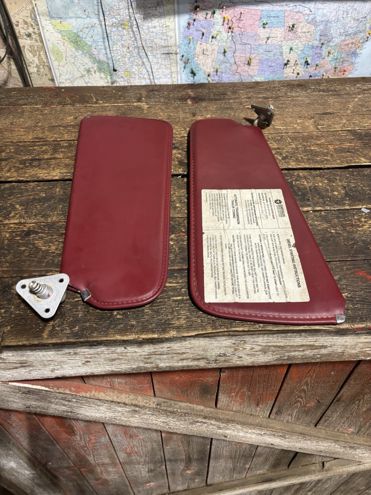 1989 - 1993 DODGE RAM 150 250 350 RED SUN VISOR SET