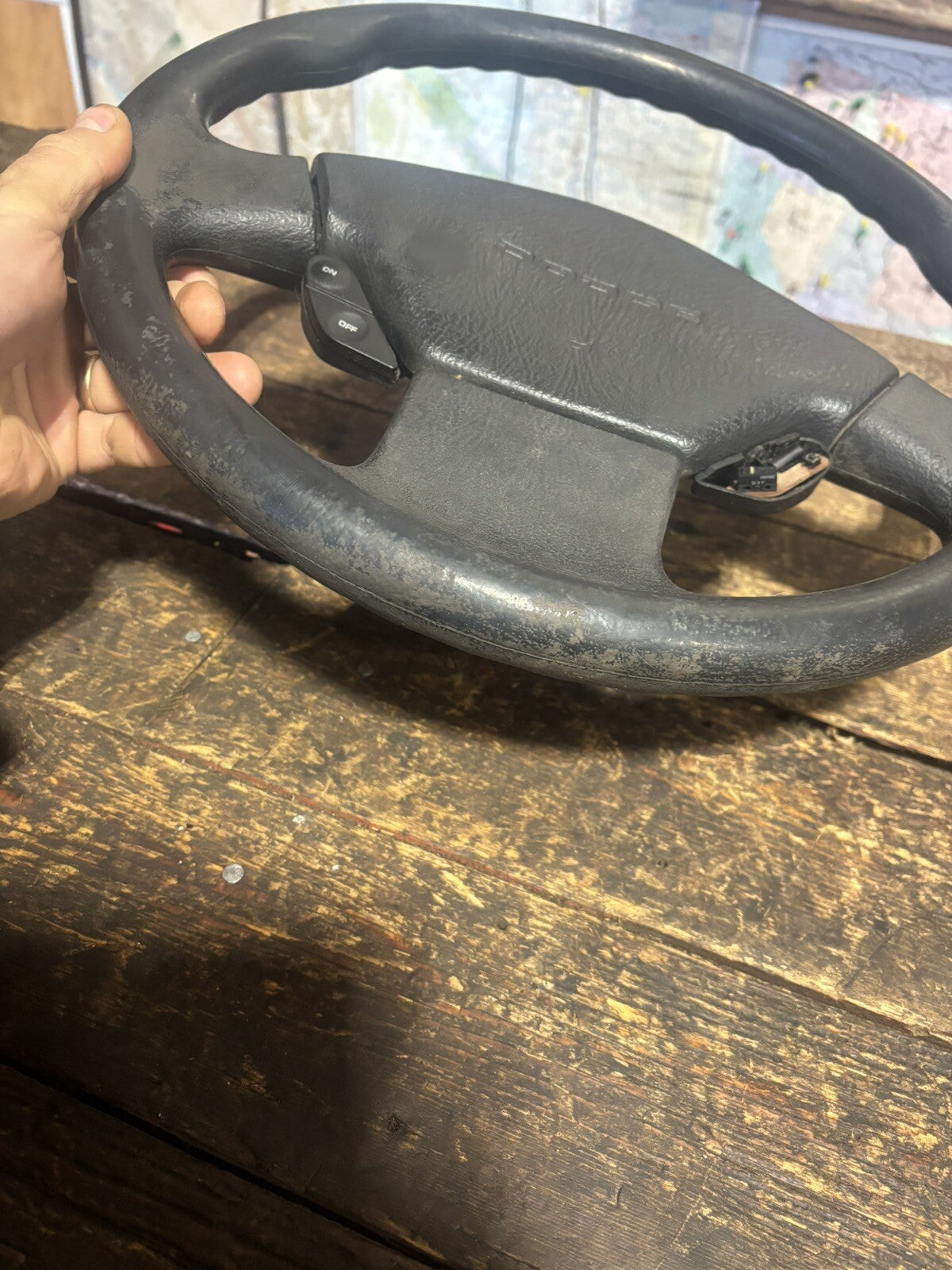 OEM 1992 1993 DODGE RAM 250 350 CUMMINS STEERING WHEEL &amp; HORN PAD
