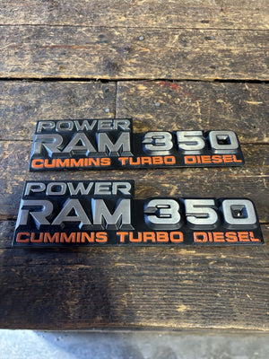 1989 - 1993 DODGE POWER RAM 350 EMBLEMS DECALS FENDER BADGES SET