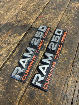 1989 - 1993 DODGE RAM 250 EMBLEMS DECALS FENDER BADGES SET