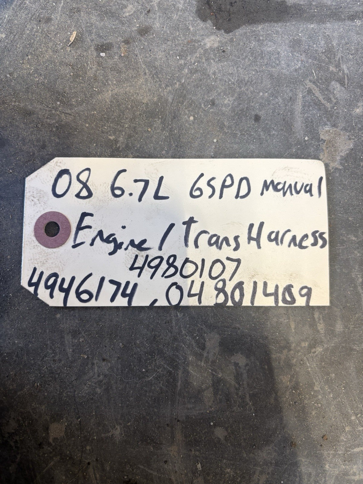 2008 DODGE 6.7L CUMMINS 6SP MANUAL ENGINE TRANS HARNESS 4980107 4946174 04801409