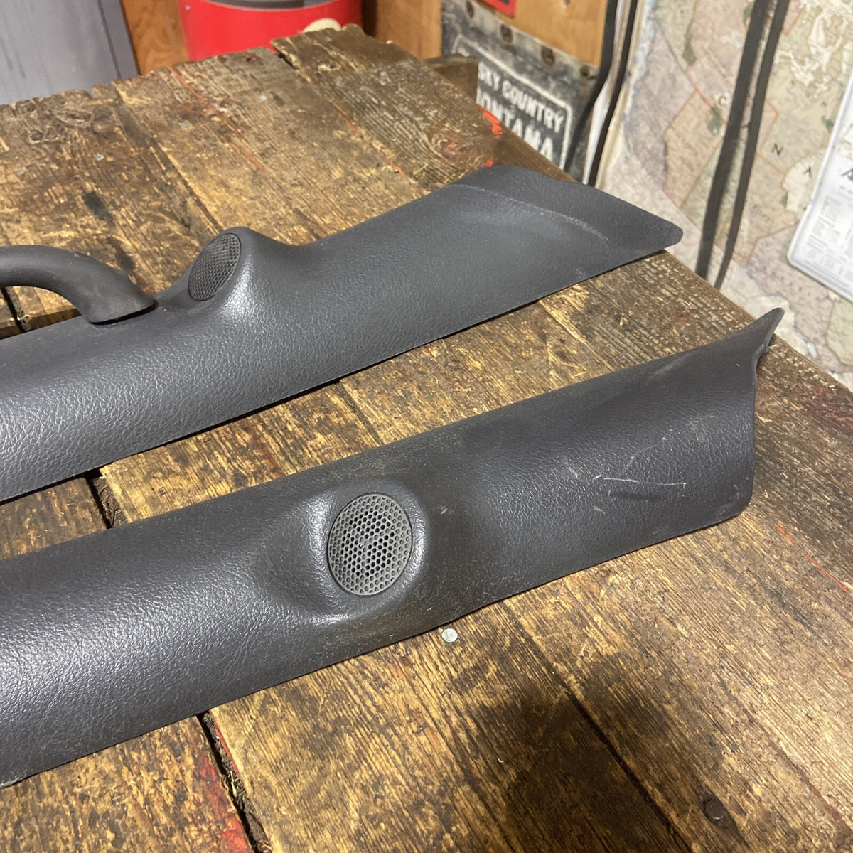 1998-2002 DODGE RAM 2500 3500 SET OF DARK GREY AGATE A PILLAR TRIM WITH SPEAKERS