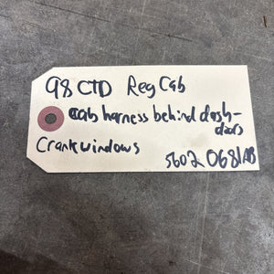 1998 DODGE RAM REG CAB BEHIND DASH / AROUND CAB HARNESS 56020681AB CRANK WINDOWS