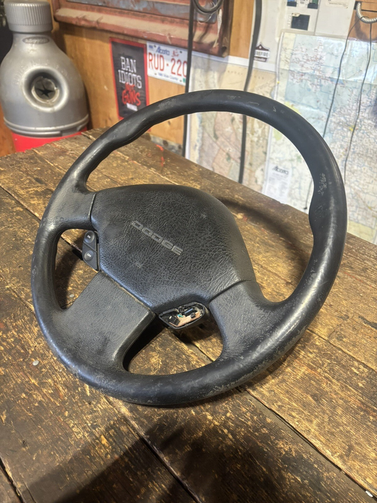 OEM 1992 1993 DODGE RAM 250 350 CUMMINS STEERING WHEEL &amp; HORN PAD
