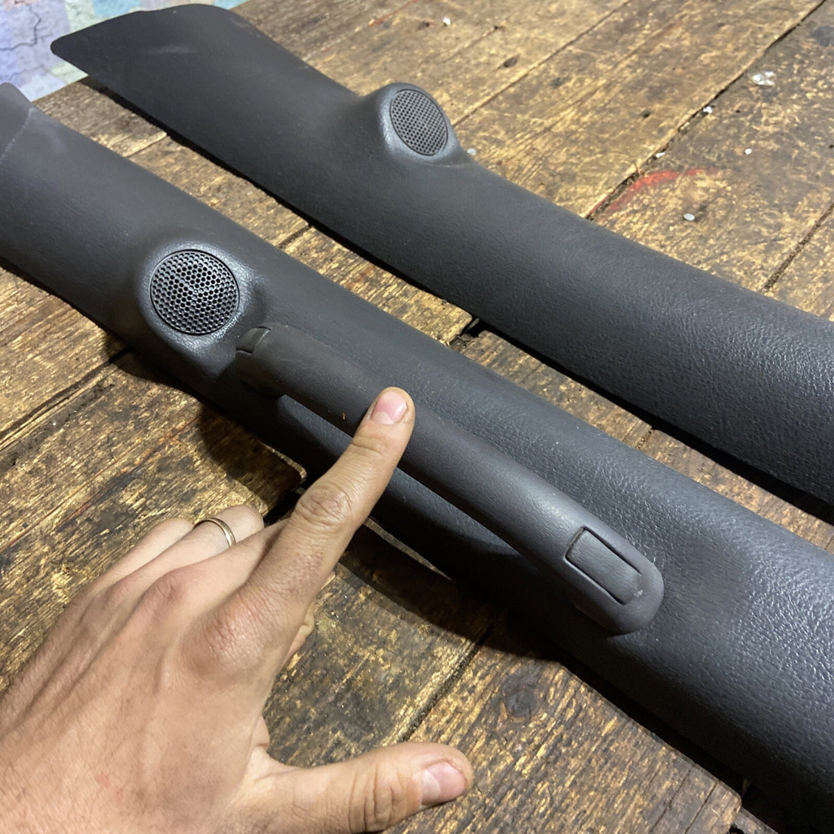 1998-2002 DODGE RAM 2500 3500 SET OF DARK GREY AGATE A PILLAR TRIM WITH SPEAKERS