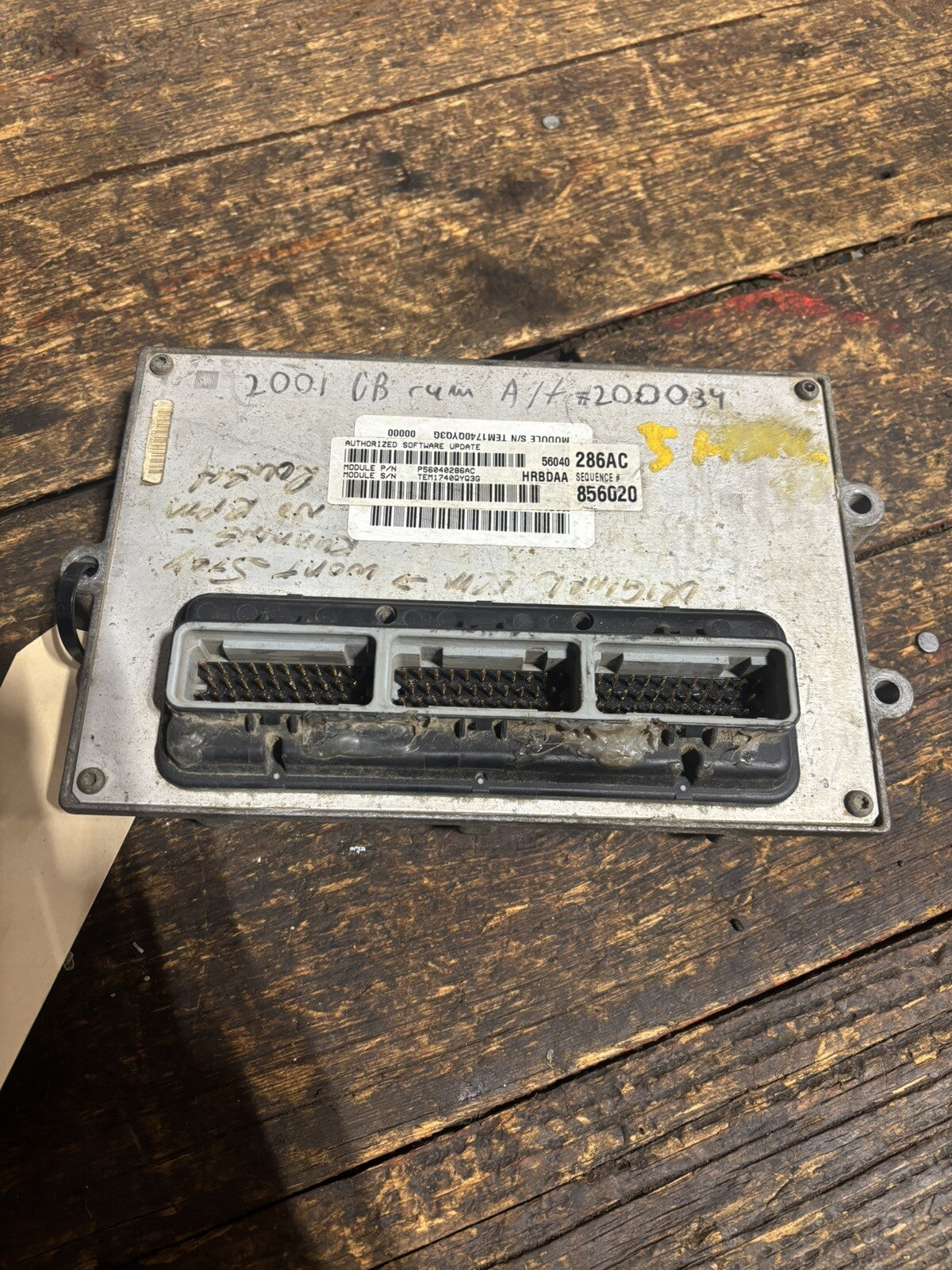2000 2001 DODGE RAM CUMMINS AUTO PCM 56040286AC POWERTRAIN CONTROL MODULE