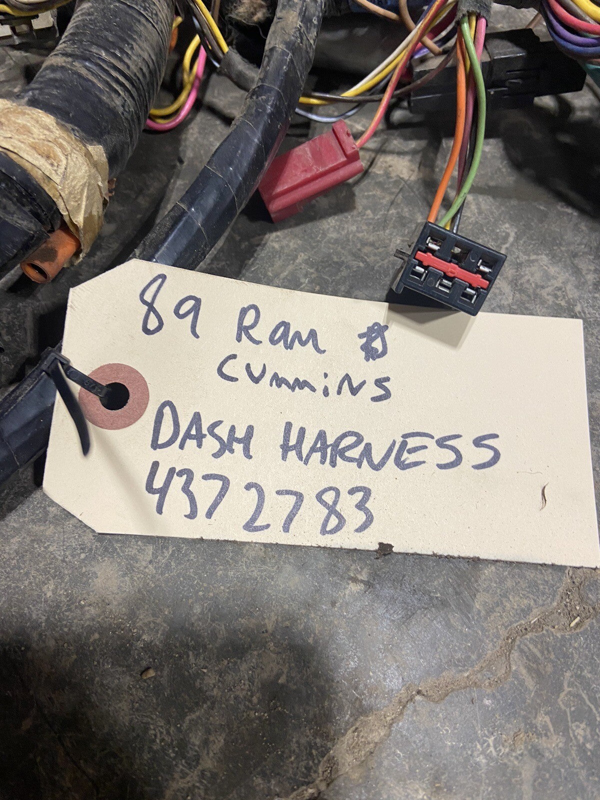 1989 DODGE RAM 250 350 CUMMINS DASH WIRING HARNESS PN 4372783