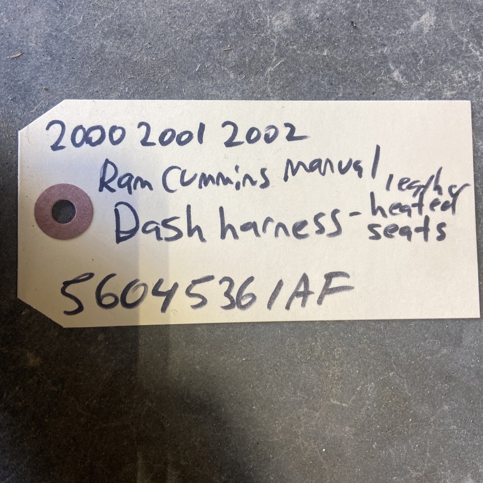 2000 - 2002 DODGE RAM CUMMINS MANUAL DASH WIRING HARNESS HEATED SEATS 56045361AF