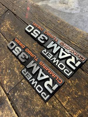 1989 - 1993 DODGE POWER RAM 350 EMBLEMS DECALS FENDER BADGES SET