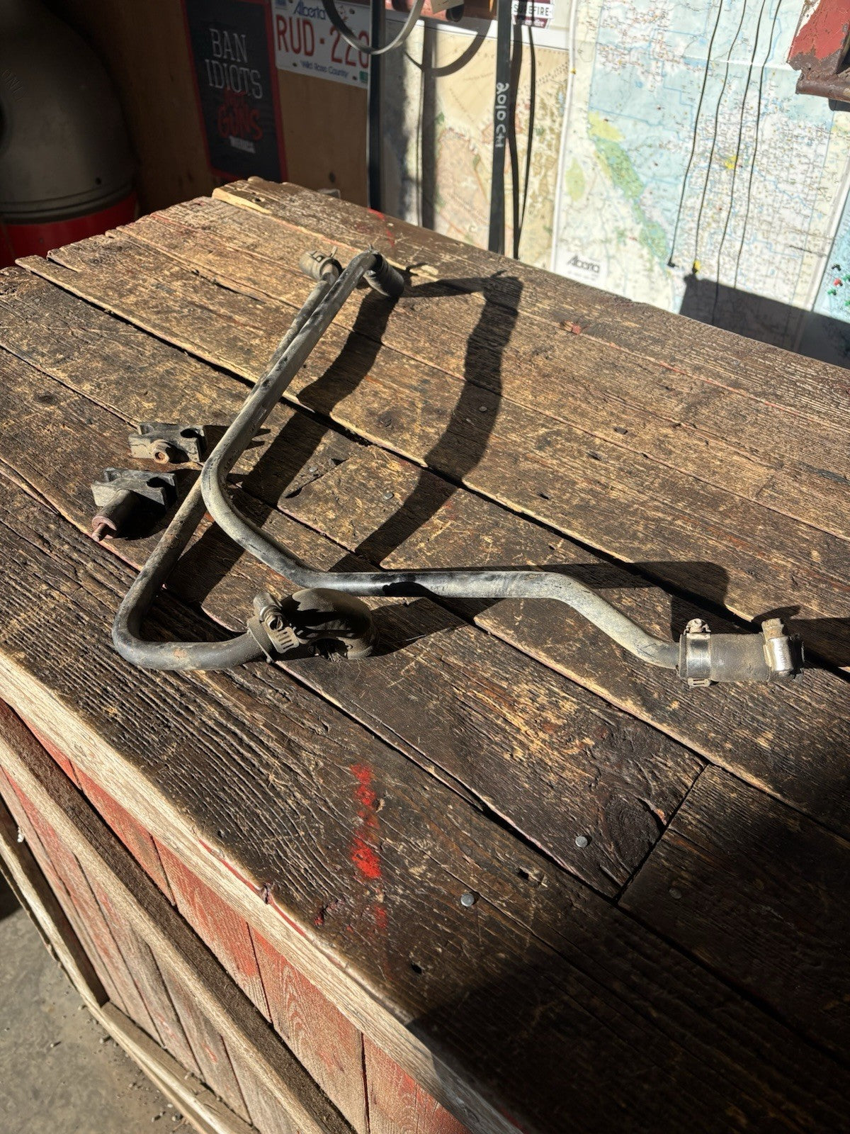 1989-1998 DODGE RAM 5.9L 12V CUMMINS HEATER CORE METAL COOLANT LINES + HOLDERS