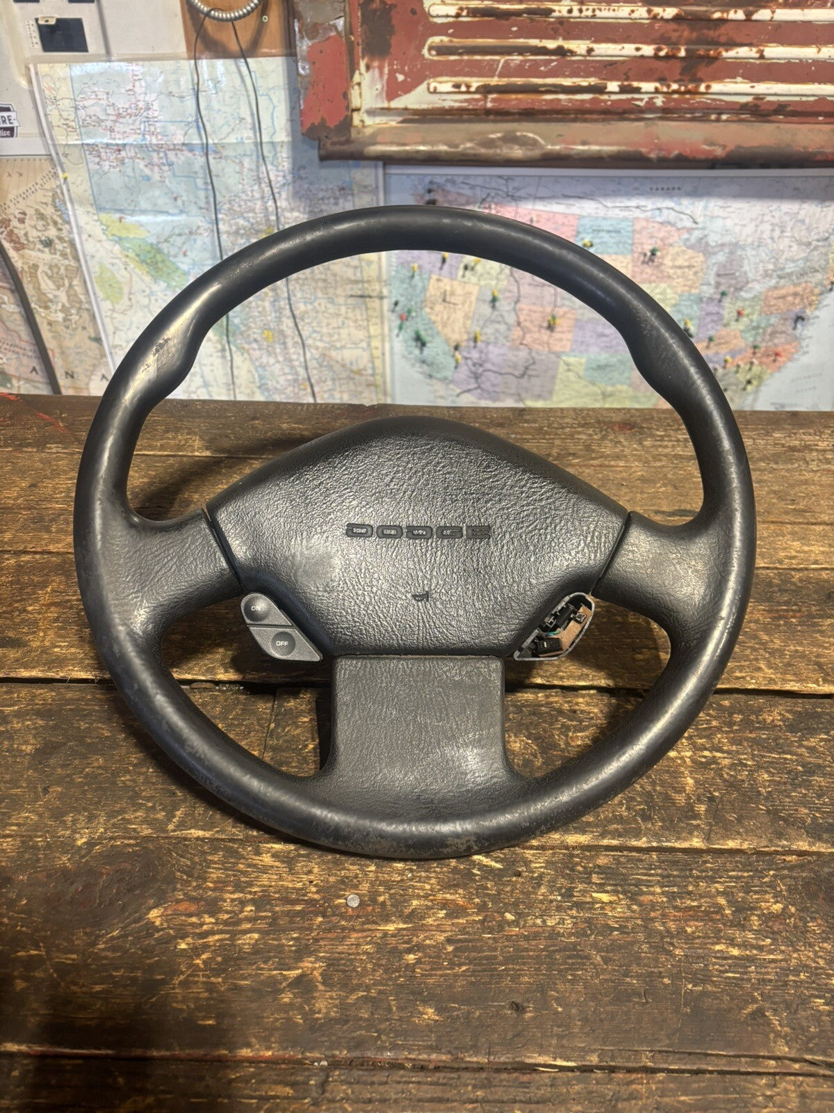 OEM 1992 1993 DODGE RAM 250 350 CUMMINS STEERING WHEEL &amp; HORN PAD