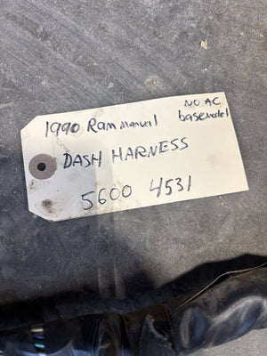1990 DODGE RAM TRUCK GAS DASH WIRING HARNESS NO AC BASE MODEL 56004531
