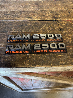 1994 1995 1996 1997 DODGE RAM 2500 12V CUMMINS TURBO DIESEL EMBLEM SET DECALS