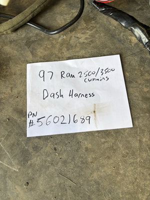 1997 DODGE RAM 25003500 CUMMINS AUTO LARAMIE LOADED DASH WIRING HARNESS 56021689