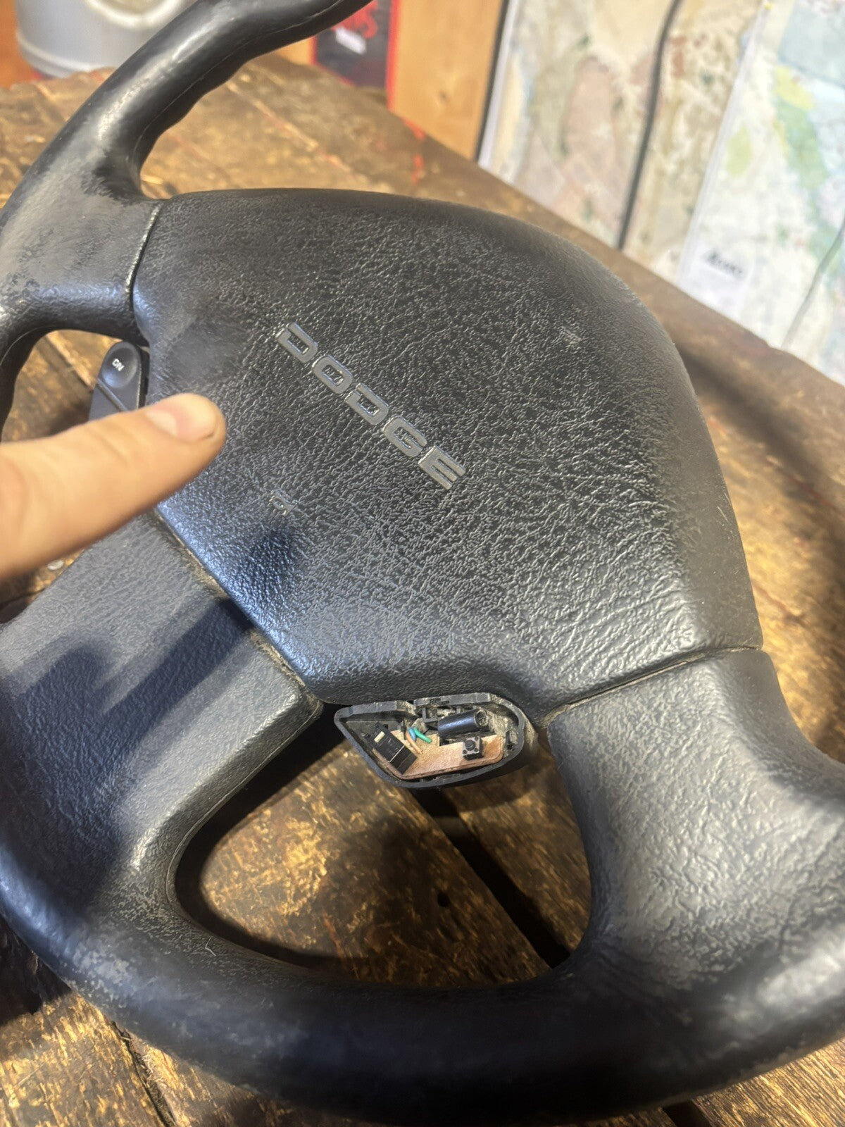 OEM 1992 1993 DODGE RAM 250 350 CUMMINS STEERING WHEEL &amp; HORN PAD