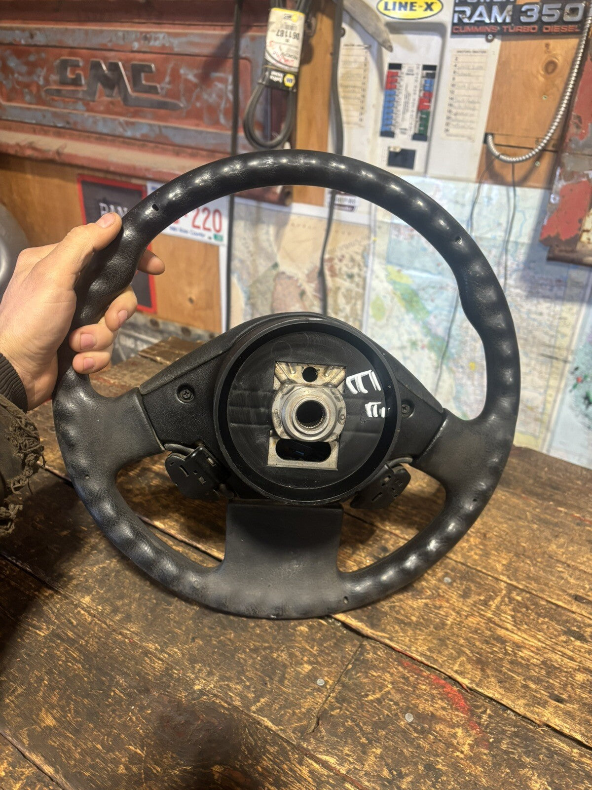 OEM 1992 1993 DODGE RAM 250 350 CUMMINS STEERING WHEEL &amp; HORN PAD