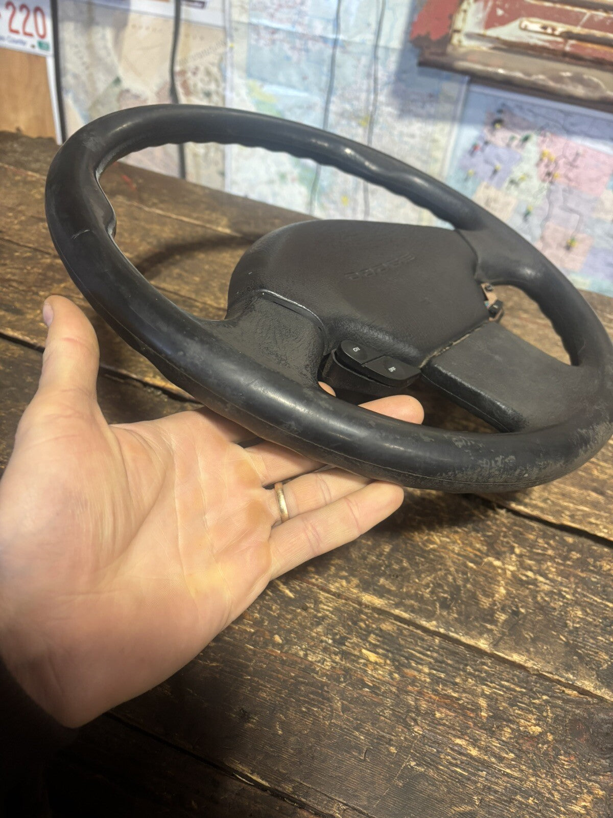OEM 1992 1993 DODGE RAM 250 350 CUMMINS STEERING WHEEL &amp; HORN PAD