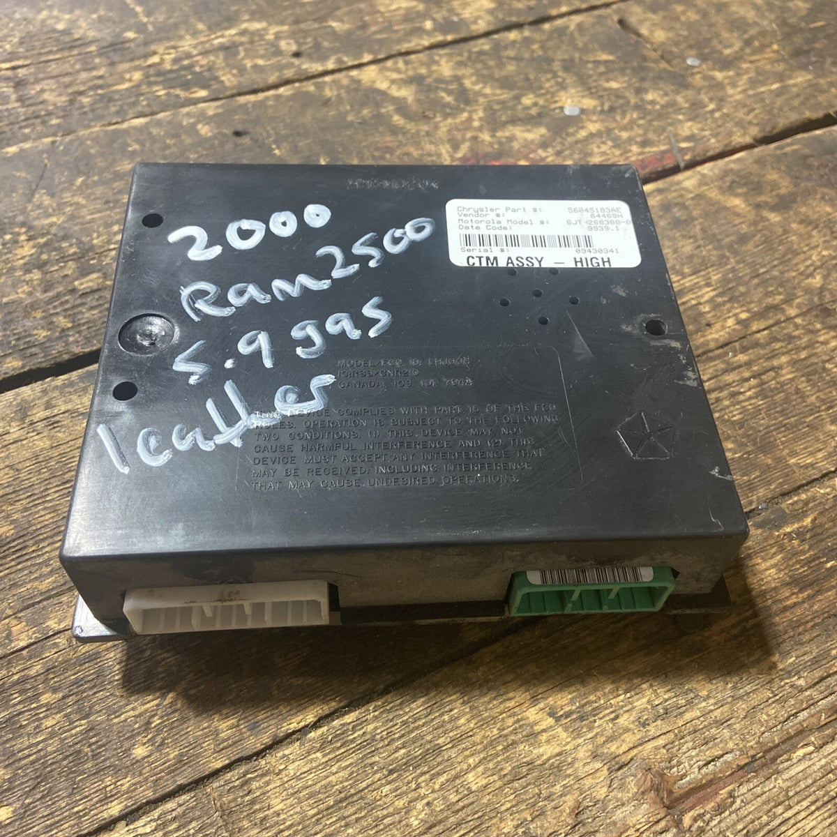 2000 2001 DODGE RAM 25003500 CENTRAL TIMING MODULE CTM BODY CONTROL BCM 56045183