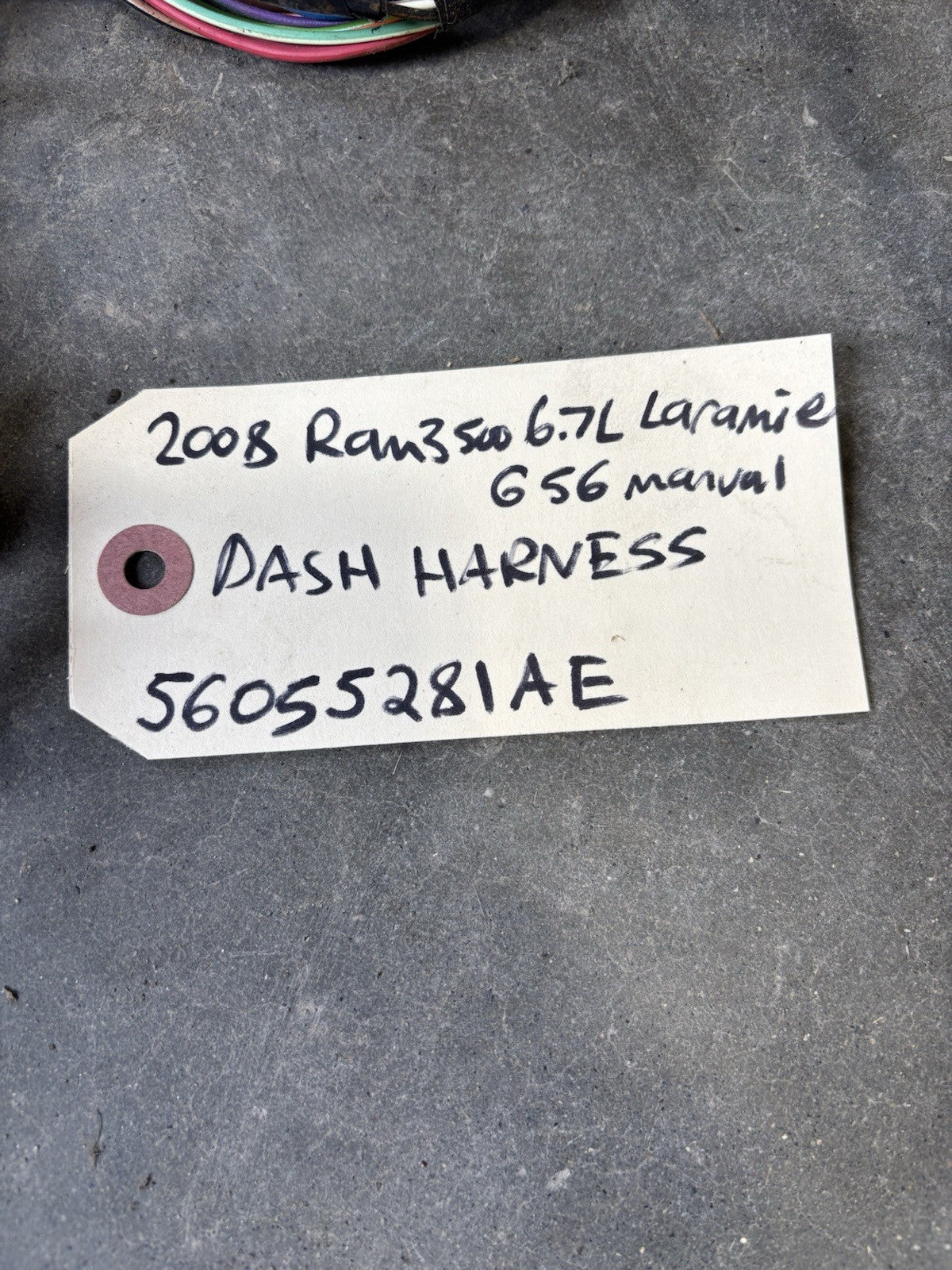 2008 DODGE RAM 2500 3500 CUMMINS DASH WIRING HARNESS LARAMIE G56 56055281AE