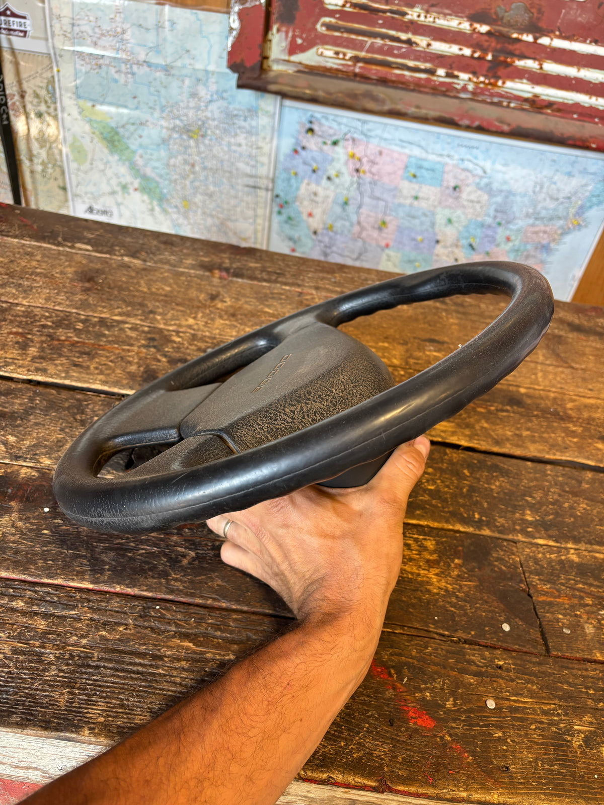 OEM 92-93 Dodge Ram Cummins Steering Wheel &amp; Horn Pad