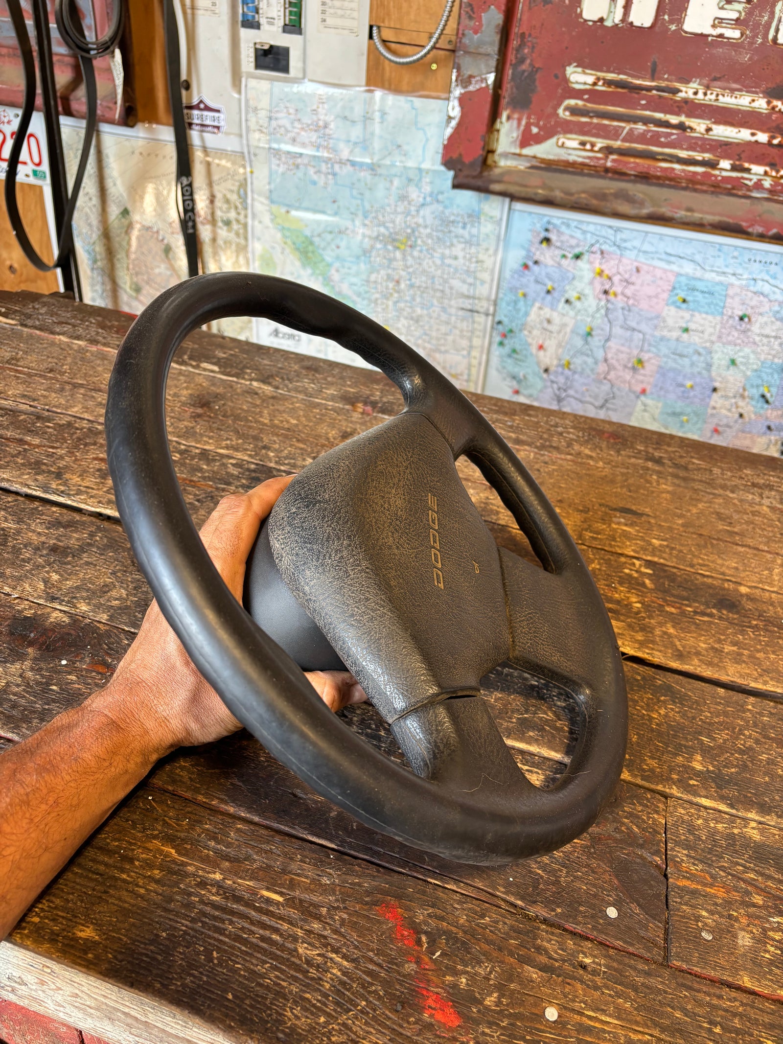 OEM 92-93 Dodge Ram Cummins Steering Wheel & Horn Pad