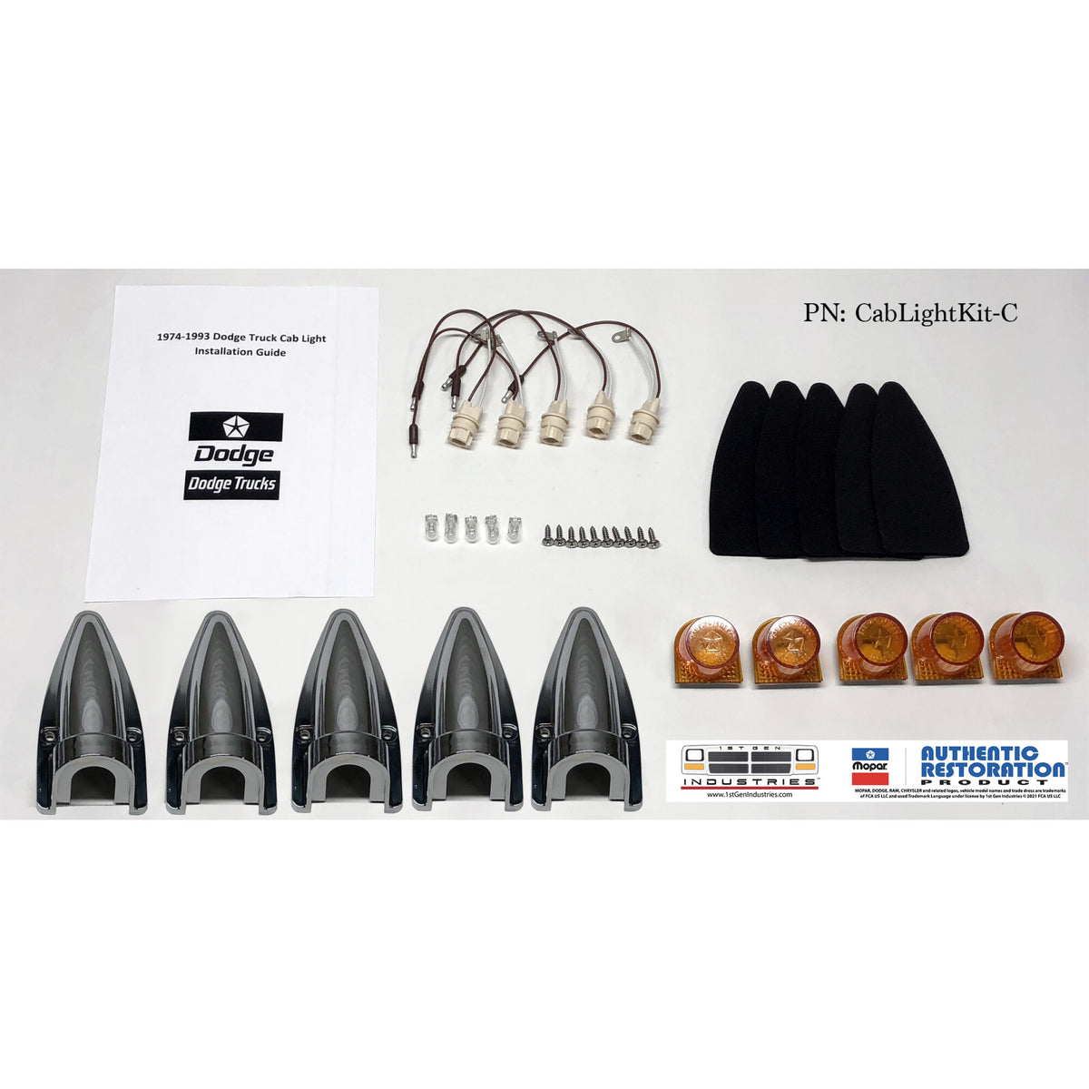 1974-1993 Cab Clearance Lights – Chrome Housing and Amber Lens