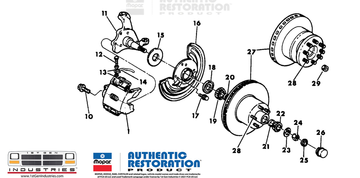 89-93 1ST GEN DODGE RAM D250/350 Front Hub Bearing and Seal Kit – Mopar Authentic Restoration