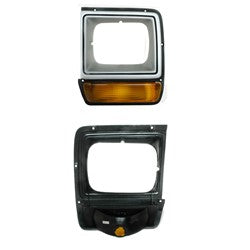 1986 - 1990 DODGE RAM 150 250 350 DRIVER HEADLIGHT DOOR / BEZEL, SILVER &amp; BLACK