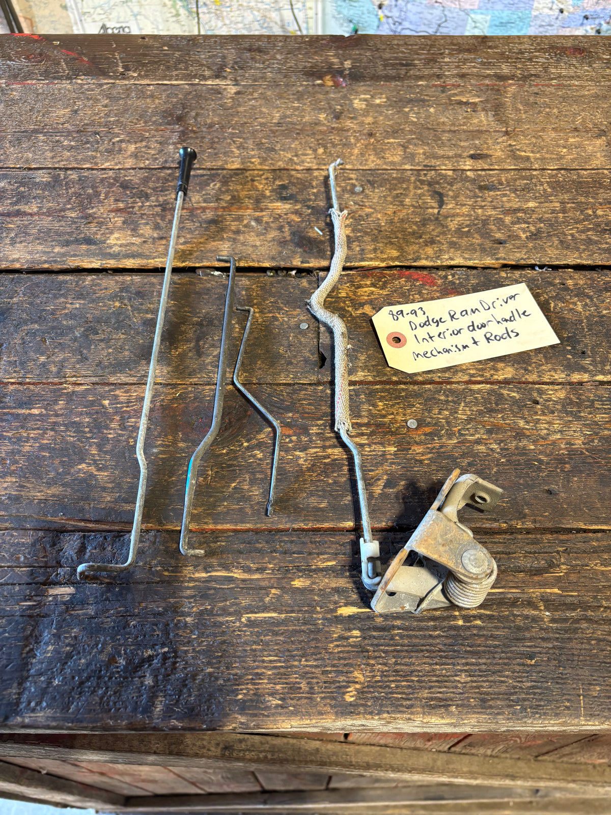 89-93 Dodge Ram Driver Side Interior Door Handle Assembly &amp; Rods