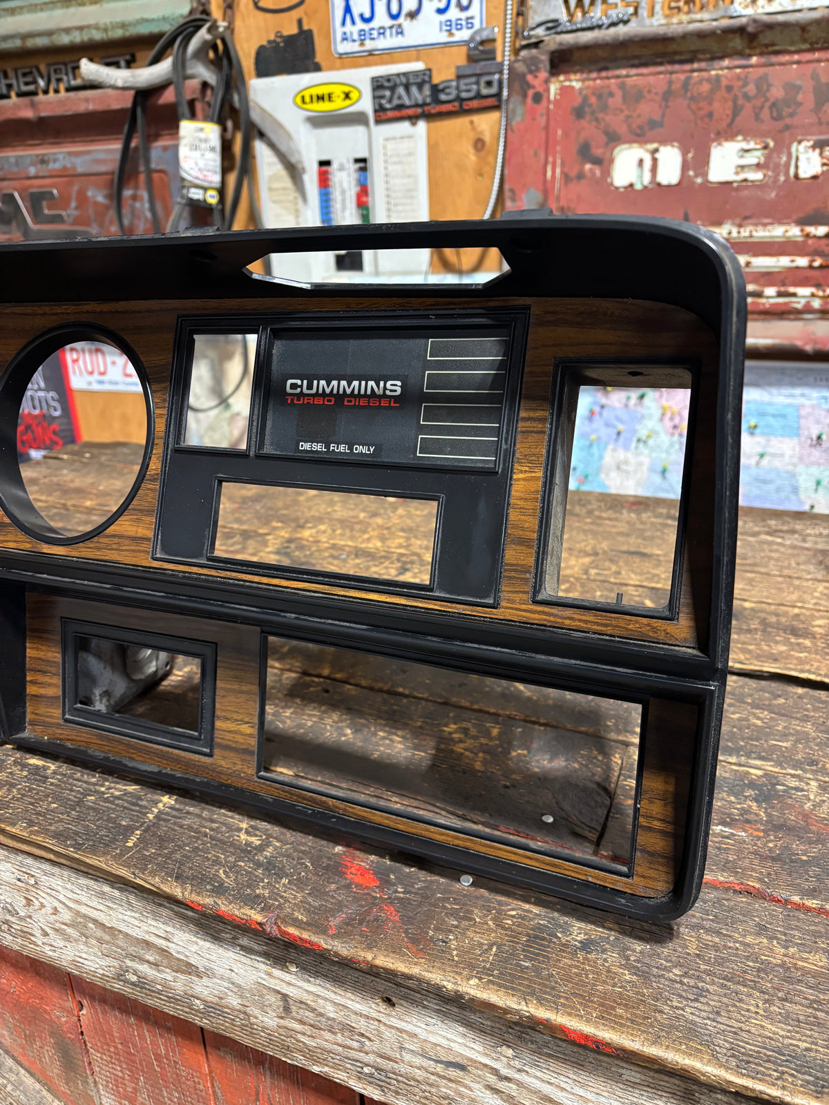 89-&#39;93 Dodge Ram 1st Gen Cummins Woodgrain Dash Bezel Message Center
