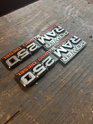 1989 - 1993 DODGE POWER RAM 250 EMBLEMS DECALS FENDER BADGES SET