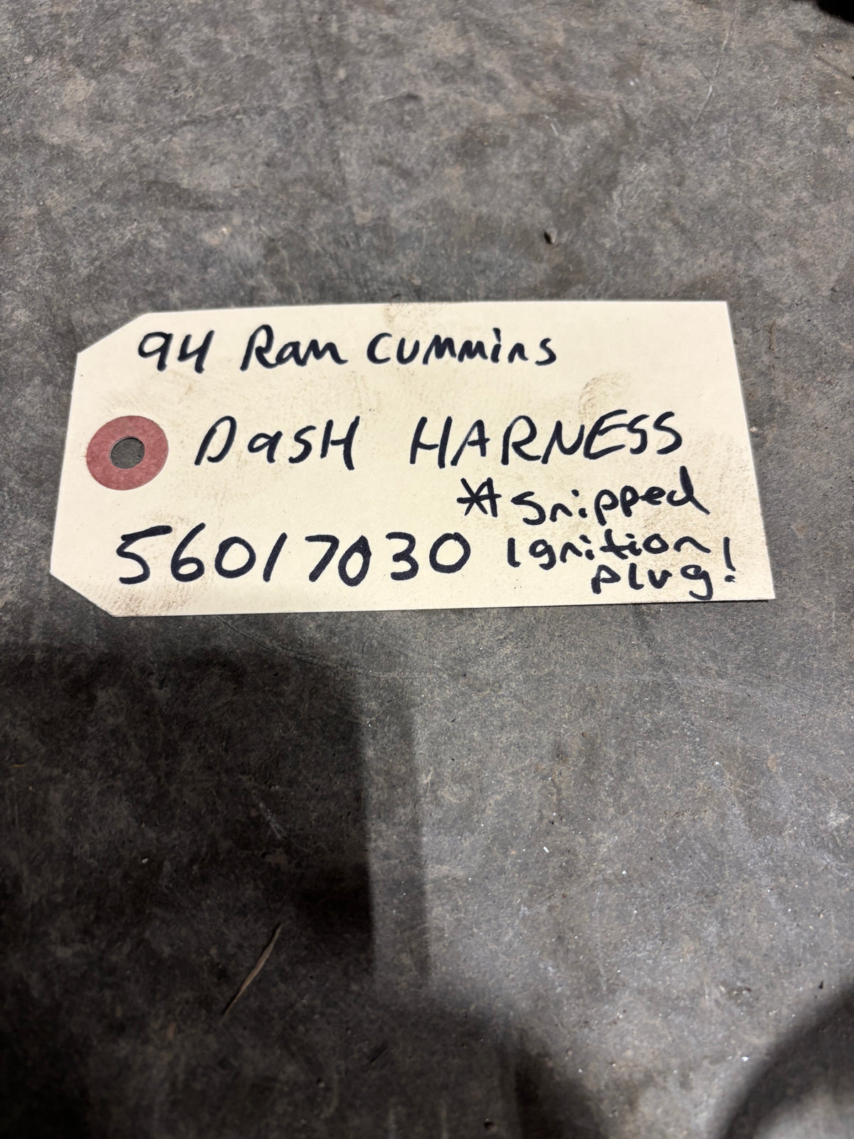 1994 DODGE RAM 2500 3500 CUMMINS DASH WIRING HARNESS AUTO or MANUAL PN 56017030