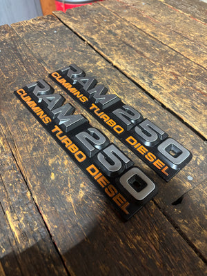 1989 - 1993 DODGE RAM 250 EMBLEMS DECALS FENDER BADGES SET