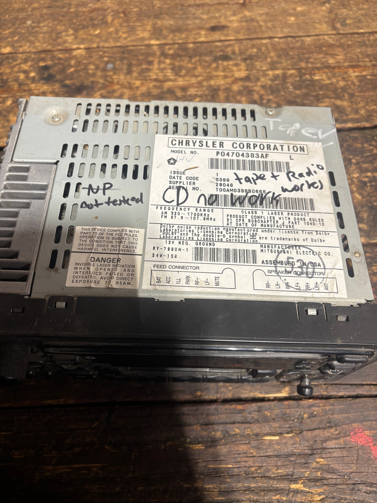 94-'02 Dodge Ram OEM Radio CD Tape Cassette Player