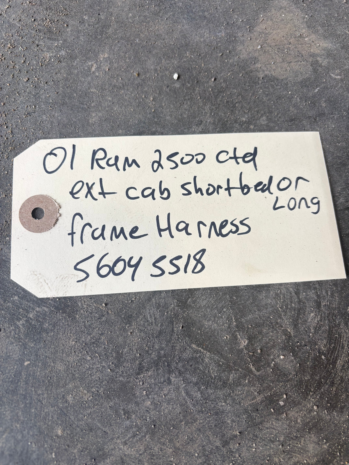 01-'02 Dodge Ram Frame Wiring Harness Ext Sb Or Ext Lb