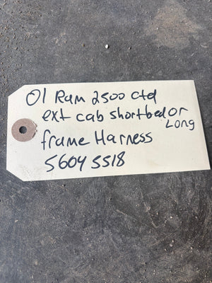 01-'02 Dodge Ram Frame Wiring Harness Ext Sb Or Ext Lb