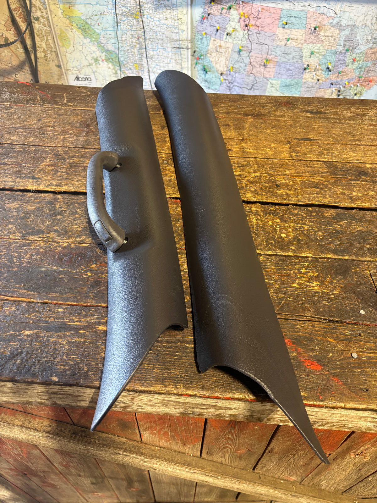 98-02 DODGE RAM 1500 2500 3500 A PILLAR LH &amp; RH SET AGATE DARK GREY GOOD SHAPE