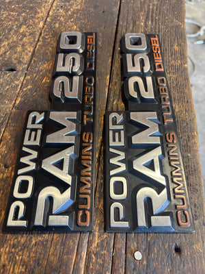 1989 - 1993 DODGE POWER RAM 250 EMBLEMS DECALS FENDER BADGES SET