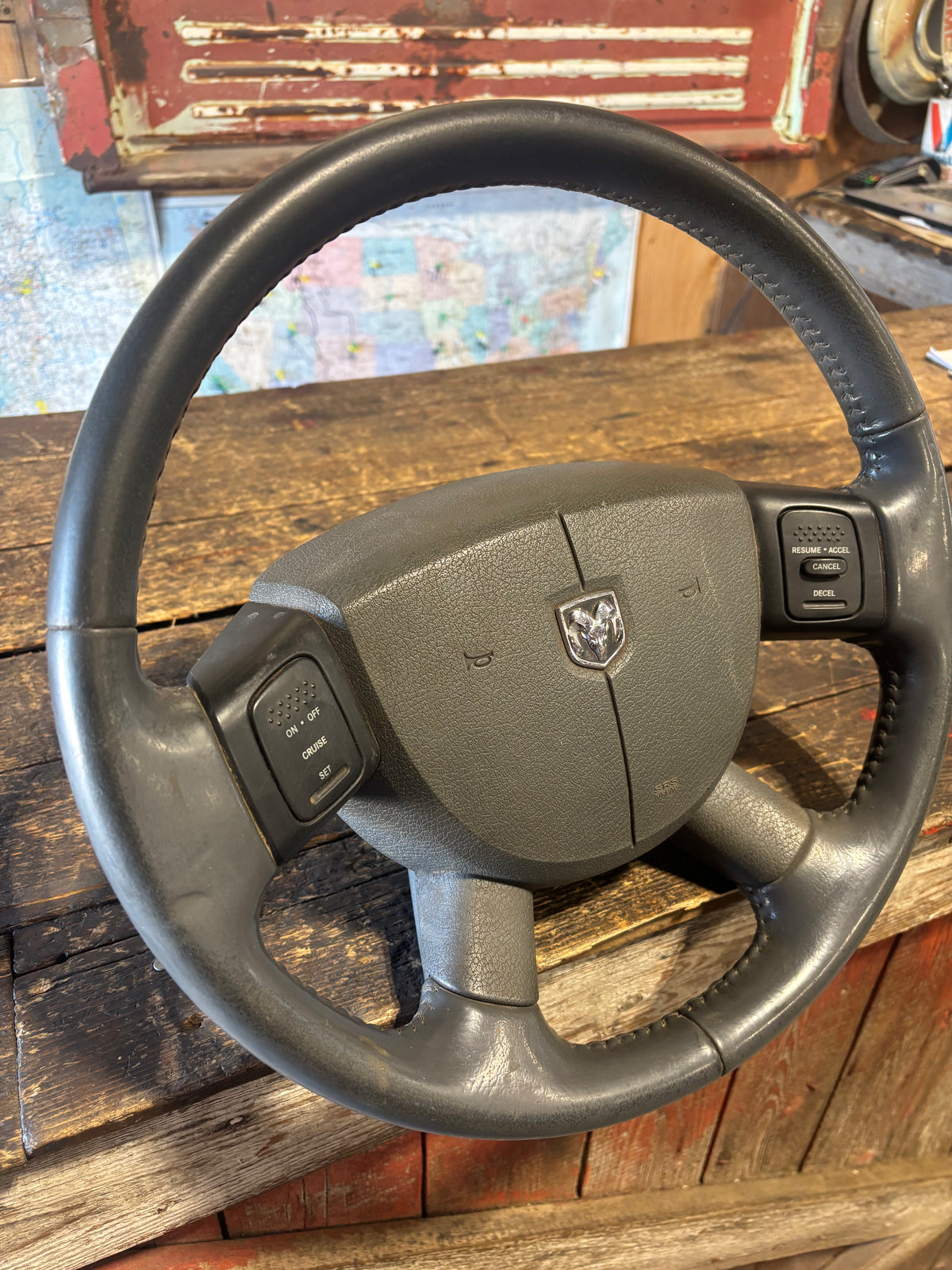 06-09 Dodge Ram Steering Wheel W Radio Cruise Controls