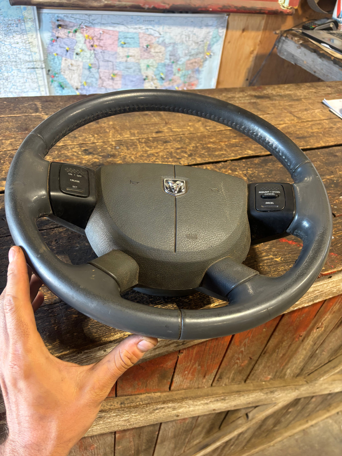 06-09 Dodge Ram Steering Wheel W Radio Cruise Controls