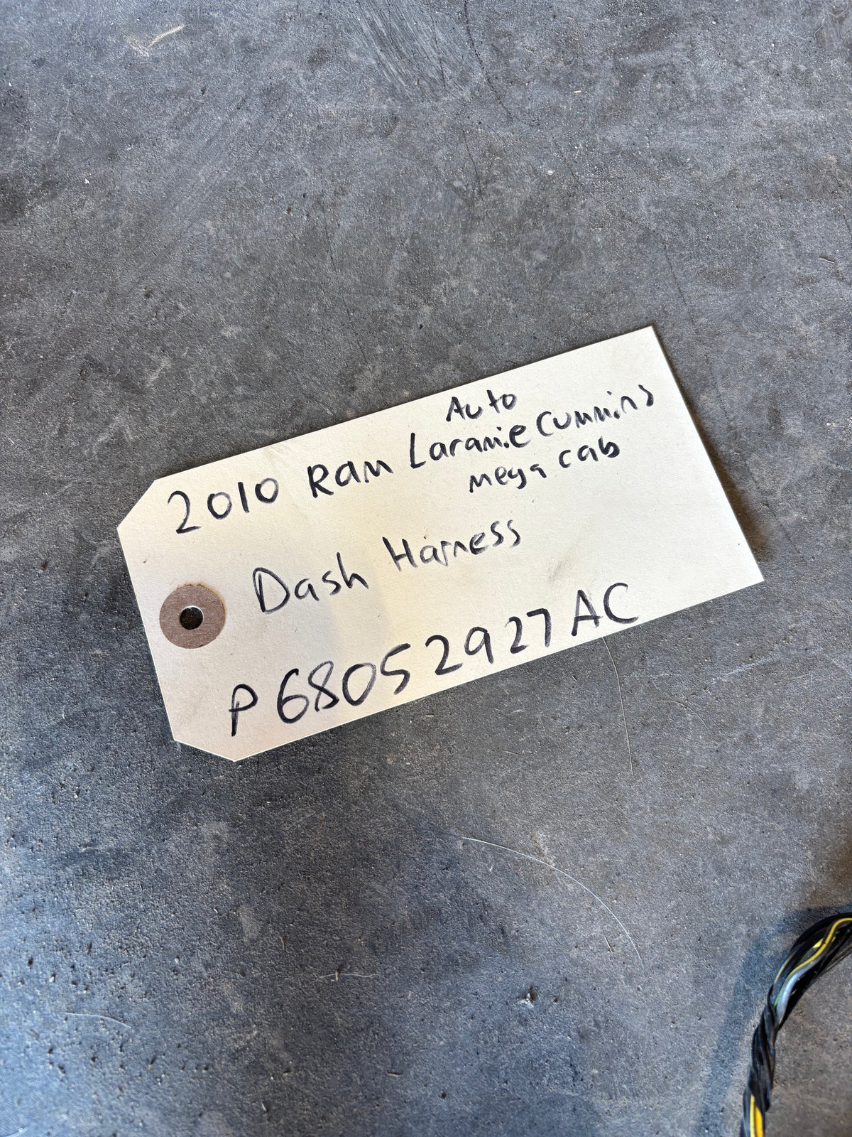 2010 DODGE RAM 2500 3500 CUMMINS LARAMIE AUTOMATI DASH WIRING HARNESS 68052927ac