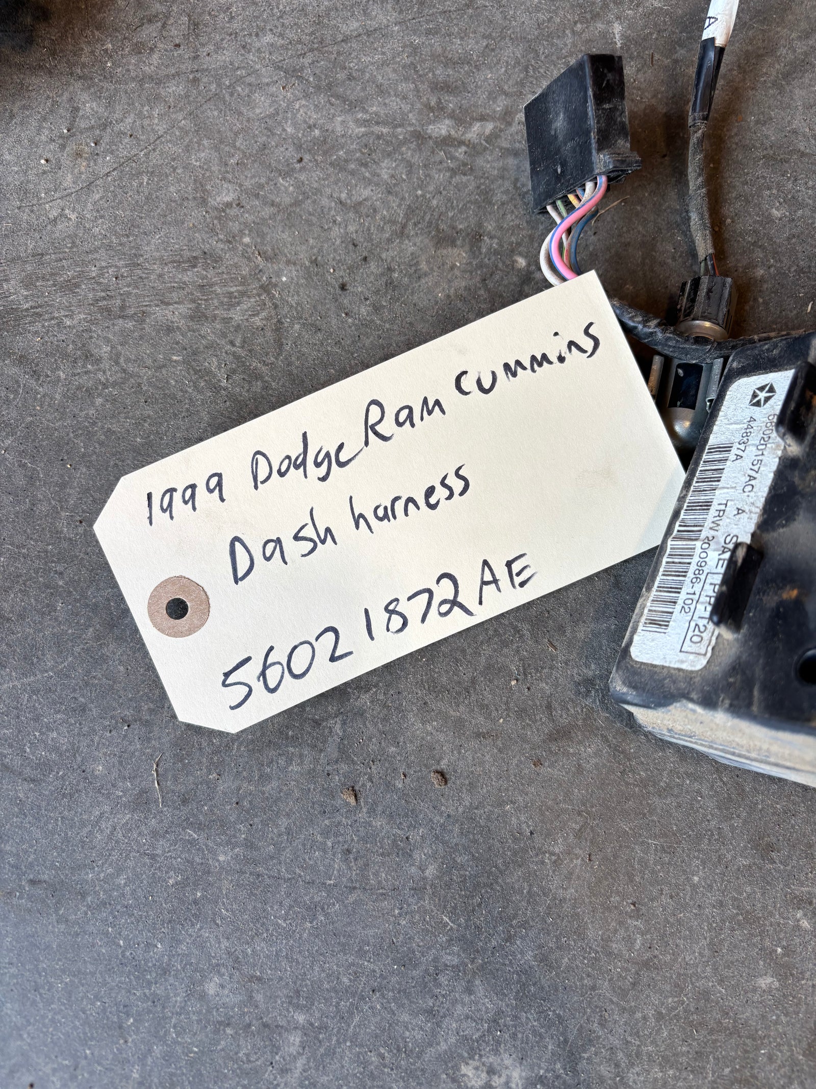 1999 2000 DODGE RAM 2500 3500 CUMMINS DASH WIRING HARNESS 56021872AE